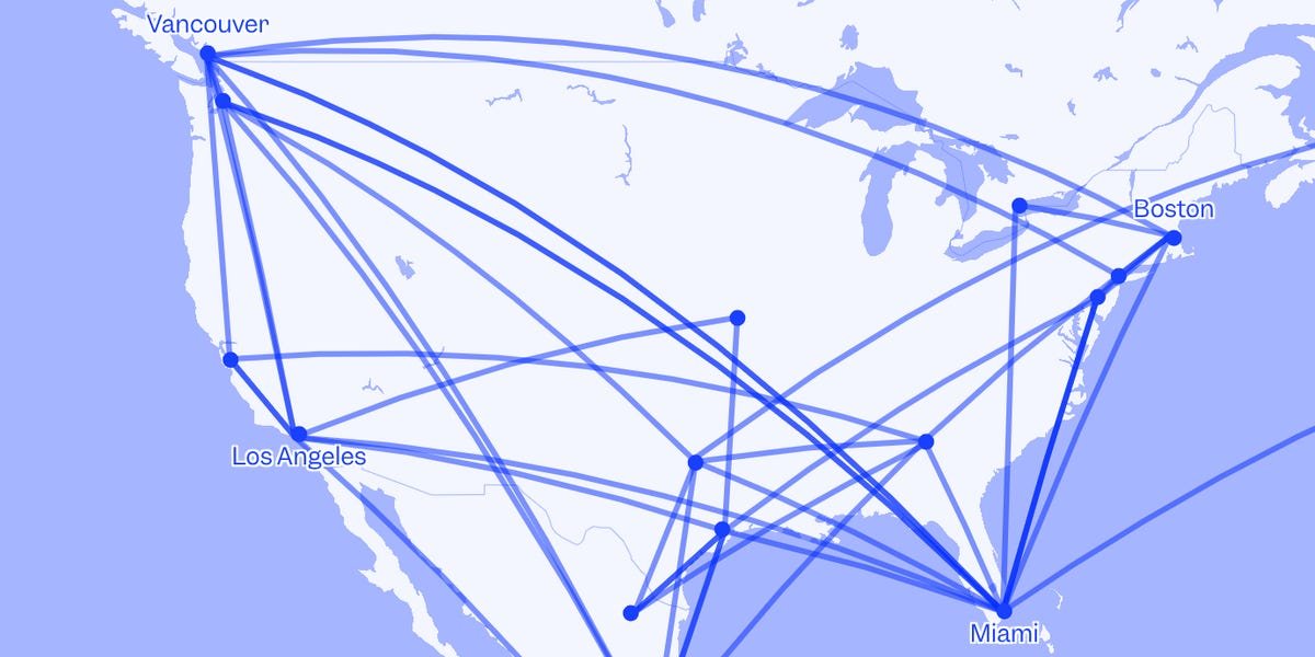 Read more about the article Mapped: How FIFA’s president criss-crossed North America on a private jet to watch over 40 World Cup games in 39 days
