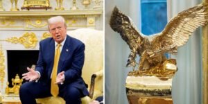 Read more about the article Gold sculptures, Rose Garden statues, and paintings of Trump: All of the new artwork Trump has added to the White House