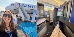 Read more about the article We toured United’s fanciest Airbus jet yet, complete with business-class doors and a snack bar. See inside.