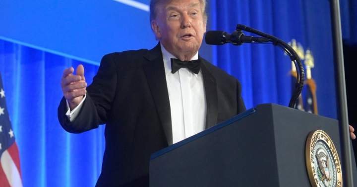 Read more about the article Trump says ‘show must go on’ at rescheduled correspondents’ dinner