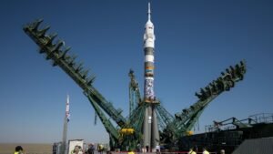 Read more about the article Astronauts just launched on a Soyuz rocket with an energy-drink ad on it, continuing a Russian tradition