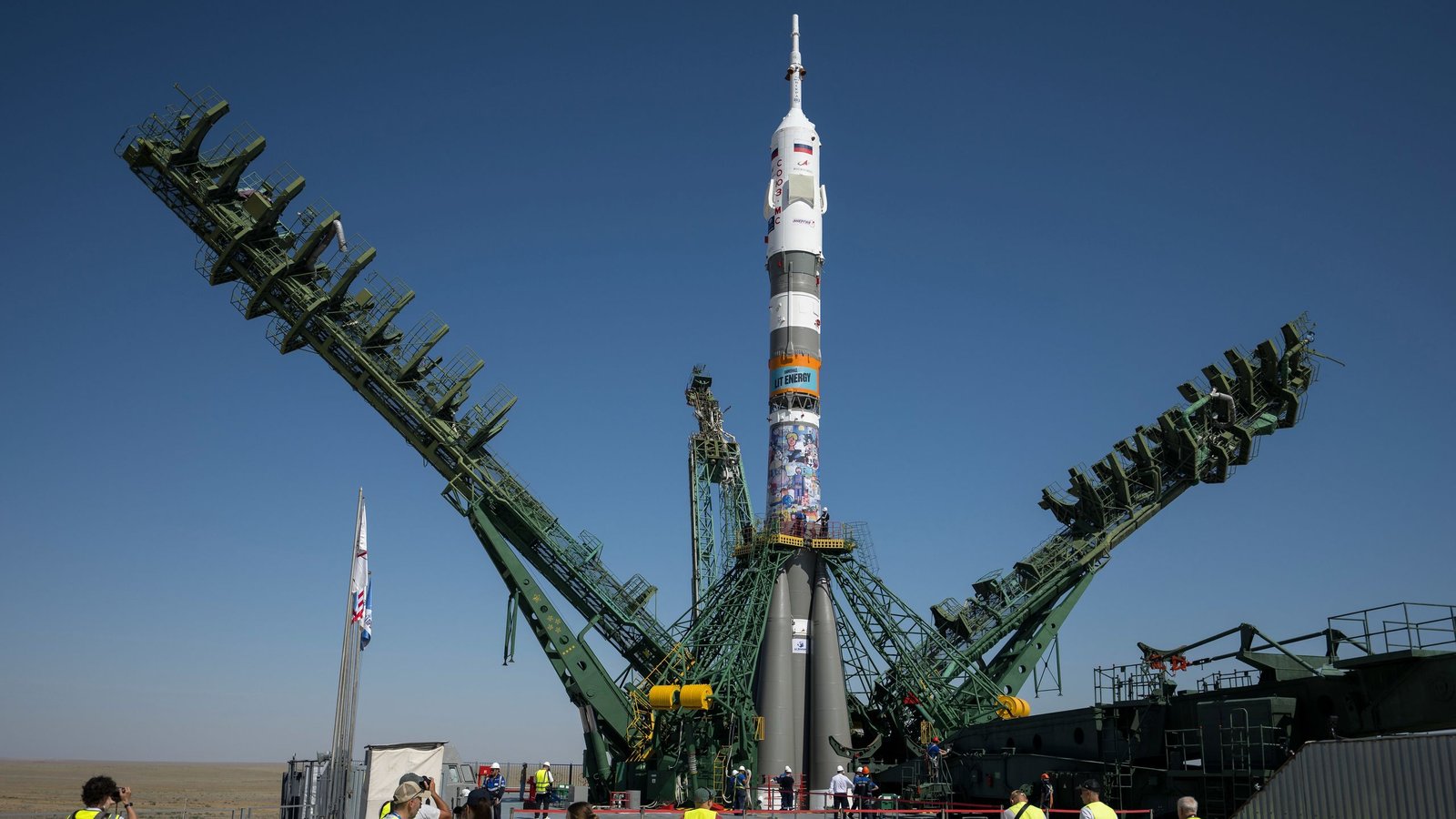 Read more about the article Astronauts just launched on a Soyuz rocket with an energy-drink ad on it, continuing a Russian tradition